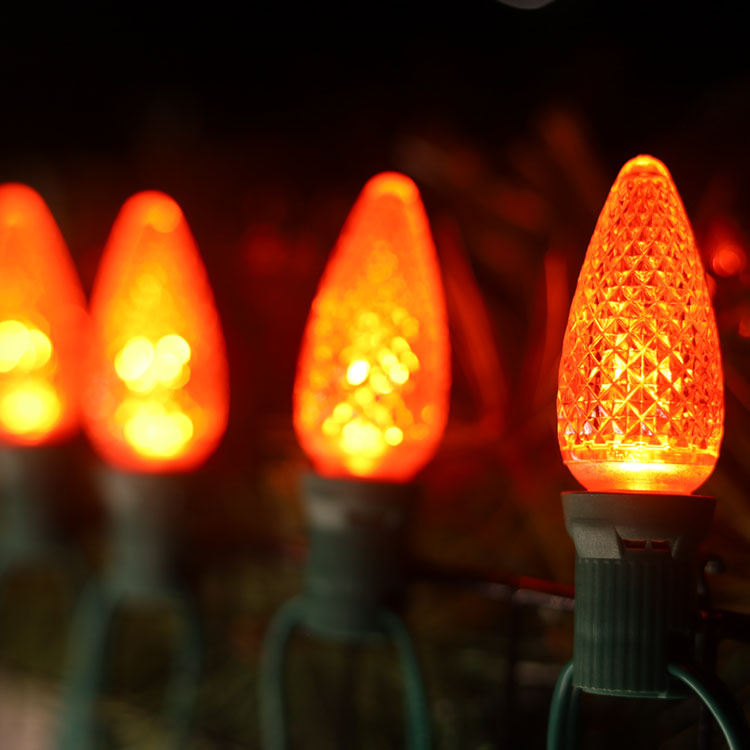 120V UL C9 E17 상업용 주황색 크리스마스 조광 가능 교체 전구