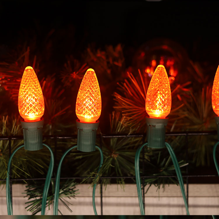 120V UL C9 E17 상업용 주황색 크리스마스 조광 가능 교체 전구