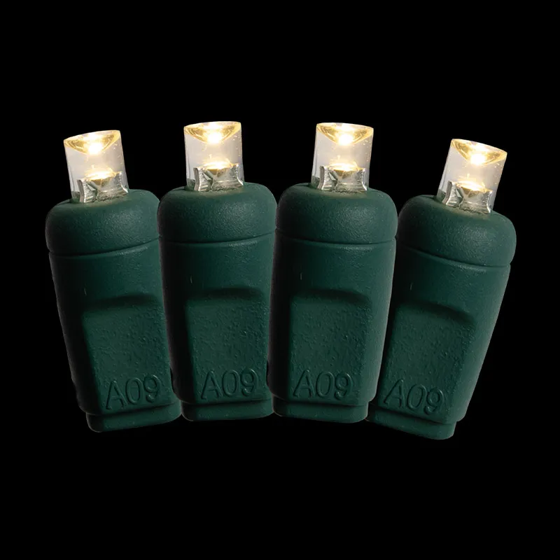50L 5MM 동축 크리스마스 스트링 조명 6' 간격 태양 따뜻한 흰색 색상 녹색 코드
